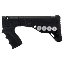Телескопический приклад DLG Tactical TBS Utility (DLG-081) для помповых ружей Remington, Mossberg, Maverick (черный) с патронташем фото 6