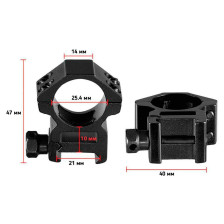 Кільця Discovery Scope Mount Rings (25.4 мм) Low на Weaver/Picatinny фото 2