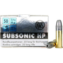 Патрон RWS Subsonic HP кал. 22 LR пуля BRsp, масса 2.6 гр/40 гран фото 2