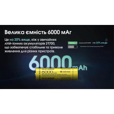 Акумулятор літієвий Nitecore NL2160HP Li-Ion 21700 (6000mAh) фото 8