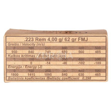 Патрон GGG кал. 223 Rem куля FMJ, маса 4.02 гр/62 гран фото 2