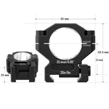 Кольца Discovery Optics 7075 (25.4 мм) Low на Weaver/Picatinny. ВН – 11.3 мм фото 3