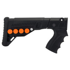 Телескопический приклад DLG Tactical TBS Utility (DLG-081) для помповых ружей Remington, Mossberg, Maverick (черный) с патронташем фото 5