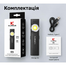 Ультратонкий фонарь Klarus E5 800 лм/450 mAh. Black фото 16