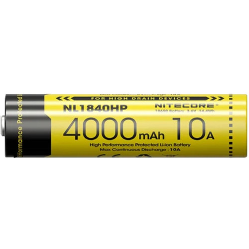 Акумулятор літієвий Nitecore NL1840HP Li-Ion 18650 3.6V (10A, 4000mAh) фото 2