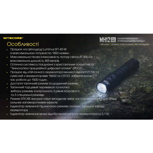 Ліхтар Nitecore MH12SE фото 24