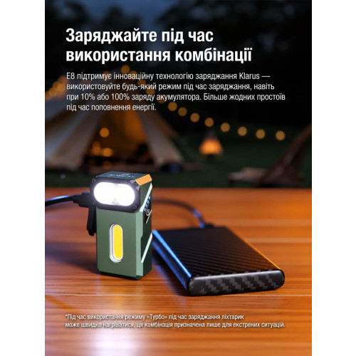 Фонарь с поворотной головкой Klarus E8 1000 лм/1000 mAh. Black фото 13