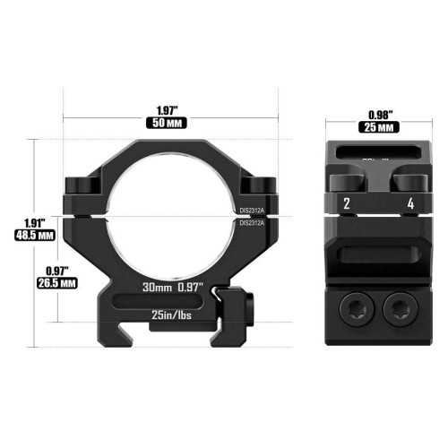 Кольца Discovery Scope Mount Rings 6061 Series (30 мм) Low на Picatinny. ВН - 9.5 мм фото 6