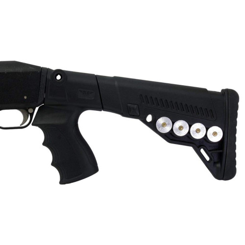 Телескопический приклад DLG Tactical TBS Utility (DLG-081) для помповых ружей Remington, Mossberg, Maverick (черный) с патронташем фото 7