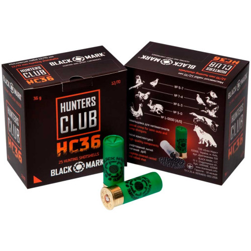 Патрон Black Mark Hunters Club 36 кал. 12/70 дріб №2/0, навіска 36 гр фото