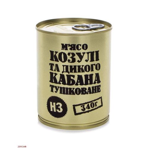 Консервы мясные "Мясо косули и дикого кабана тушеное" фото