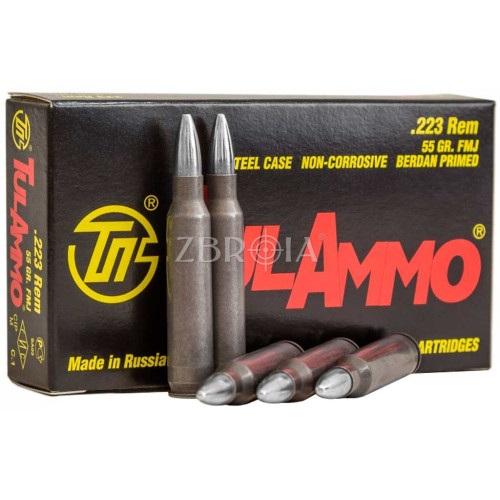 Патрон TulAmmo кал. 223 Rem пуля FMJ, масса 3.56 гр/55 гран фото
