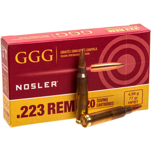 Патрон GGG кал. 223 Rem куля Nosler HPBT, маса 4.99 гр/77 гран фото