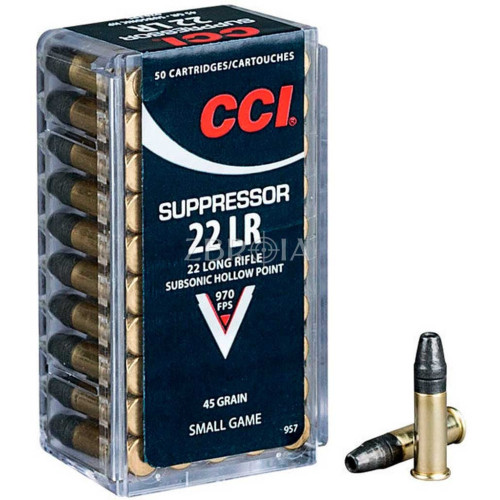 Патрон CCI Suppressor кал. 22 LR куля LHP, маса 2.92 гр/45 гран фото