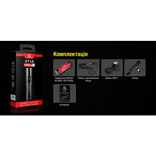 Ультракомпактный фонарь Klarus XT1A 1000 лм/920 mAh Black фото 16