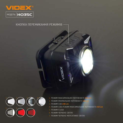 Налобний світлодіодний ліхтарик VIDEX VLF-H035C фото 6