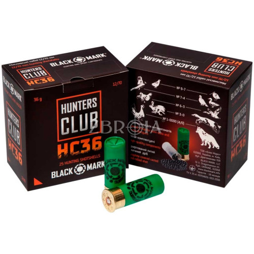 Патрон Black Mark Hunters Club 36 FW кал. 12/70 дробь №0, навеска 36 гр фото