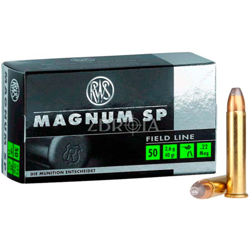 Патрон RWS Magnum SP кал. 22 WMR пуля TM, масса 2.6 гр/40 гран фото