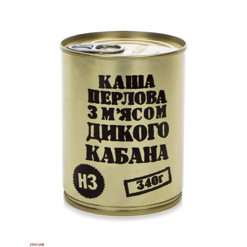 Консервы мясо-растительные "Каша перловая с мясом дикого кабана" фото