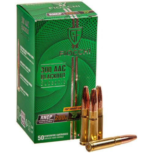 Патрон Fiocchi Subsonic кал. 300 AAC Blackout куля RNCP, маса 12.96 гр/200 гран фото