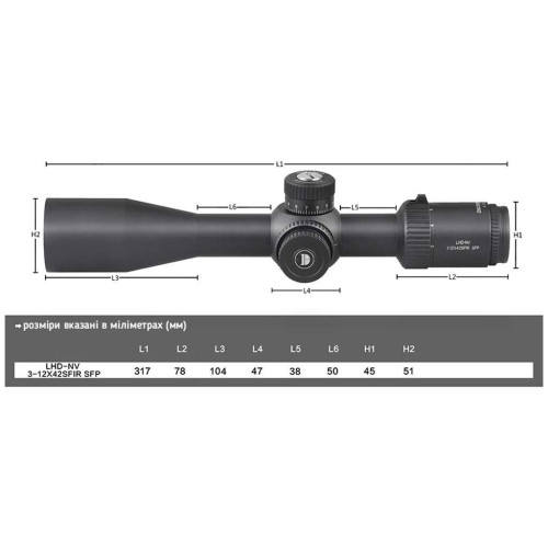 Прицел Discovery Optics LHD-NV 3-12x42 SFIR SFP (30 мм, подсветка) фото 5