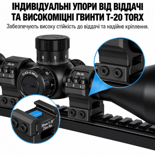 Кольца Discovery 6061 Aluminum Heavy-Duty Scope Mount (30/25.4 мм) Medium на Weaver/Picatinny фото 6