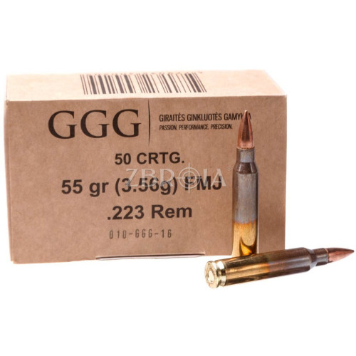 Патрон GGG кал. 223 Rem (5,56х45) куля FMJ, маса 3.56 гр/55 гран фото