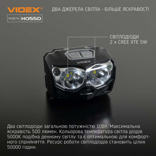 Налобний світлодіодний ліхтарик VIDEX VLF-H055D фото 4