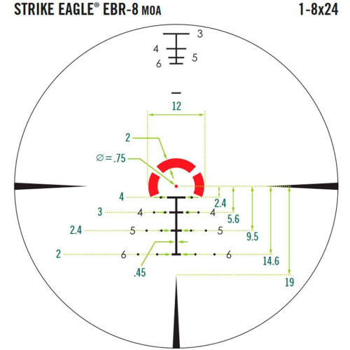 Прицел Vortex Strike Eagle 1-8х24 FFP EBR-8 (MOA) фото 2