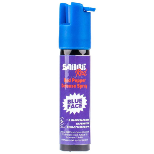 Газовый баллончик Sabre Red Blue Face струйный с синим маркером (объем - 22 мл.) фото