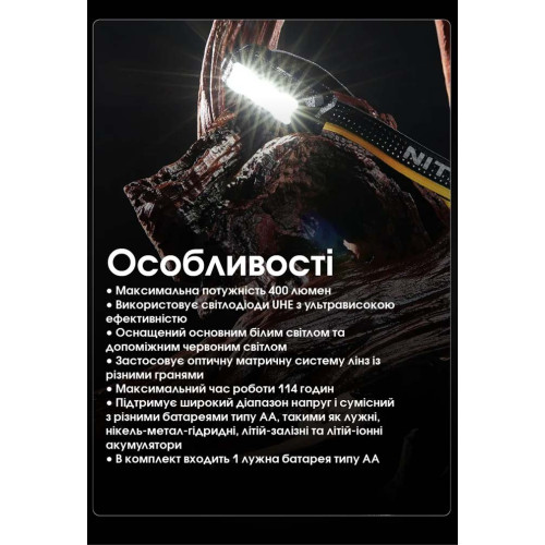 Ліхтар налобний Nitecore HA15 UHE фото 22