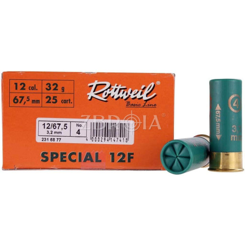 Патрон Rottweil Special 12F кал. 12/67,5 дробь №4, навеска 32 гр фото 2