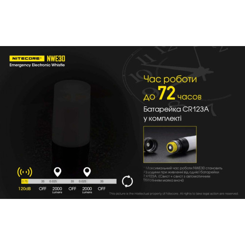 Ліхтар сигнальний+свисток Nitecore NWE30 фото 11