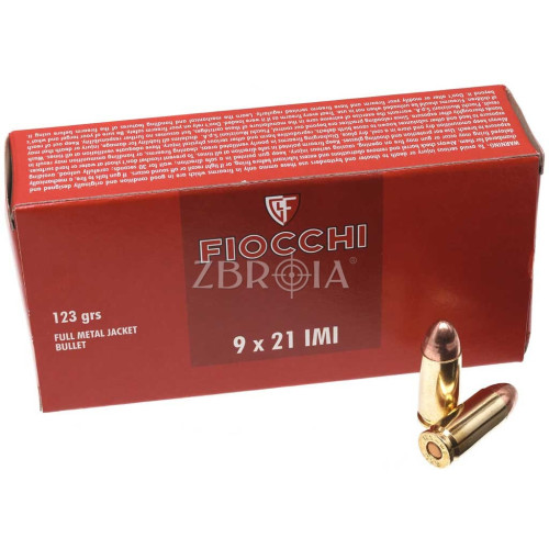 Патрон Fiocchi кал. 9x21 IMI куля FMJ, маса 8 гр/123 гран фото