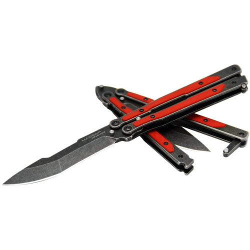 Нож-бабочка Mr. Blade MadCap Red Black Stonewash фото 3