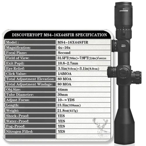 Прицел DISCOVERY Optics  MS 4-16X44 SFIR SFP-MOA (30 мм, подсвечивание) фото 8