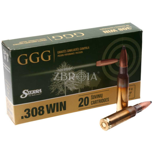 Патрон GGG кал. 308 Win куля Sierra GameKing SBT, маса 11.66 гр/180 гран фото