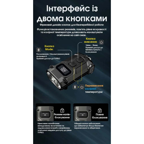 Ліхтар наключний Nitecore TINI 3 MCT чорний фото 14