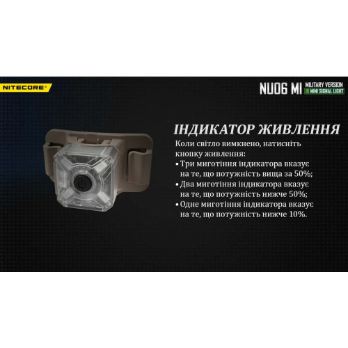 Ліхтар налобний Nitecore NU06 MI фото 19
