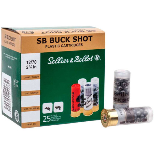 Патрон Sellier & Bellot Buck Shot кал. 12/70 картеч 6.09 мм, навіска 36 гр фото