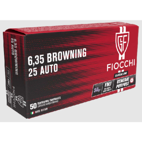 Патрони Fiocchi 6.35 Browning/25 AUTO куля FMJ, маса 3.24 г/50 гран фото 2