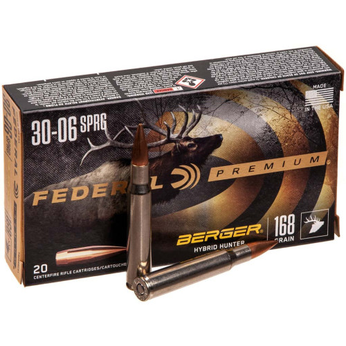 Патрон Federal Premium кал. 30-06 пуля Berger Hybrid Hunter, масса 10.9 гр/168 гран фото