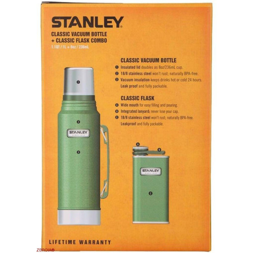 Набор: Термос Stanley Legendary Classic  1л зелёный + Фляга Classic 0.23л зеленая фото 2