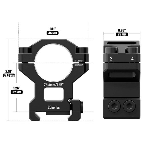 Кольца Discovery Scope Mount Rings 6061 Series (25.4 мм) Medium на Picatinny. ВН - 19.3 мм фото 8