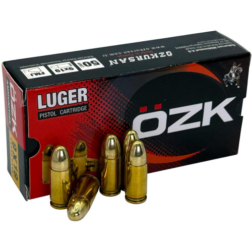 Патрон Ozkursan кал. 9 мм (9x19) Luger пуля FMJ, масса 8,04 г/124 гран фото