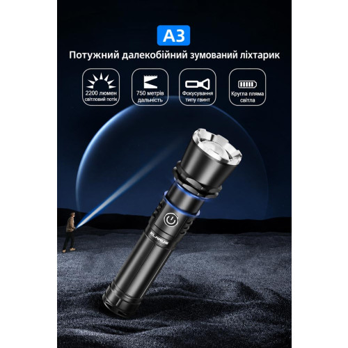 Ручной фонарь Klarus A3 2200 лм/4000 mAh. Black фото 11