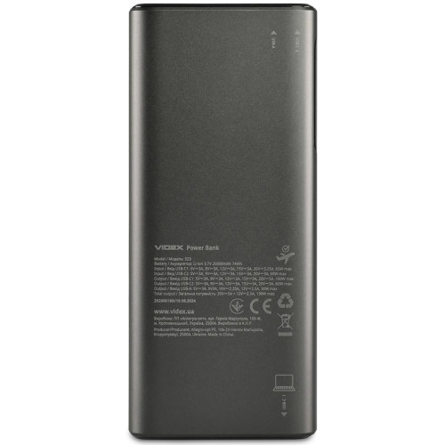 Повербанк Videx VPB-323 20000 mAh Black фото 6