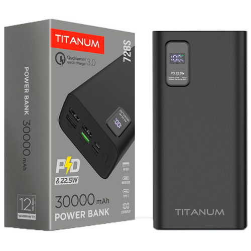 Повербанк Titanum 728S 30000 mAh Black фото 4