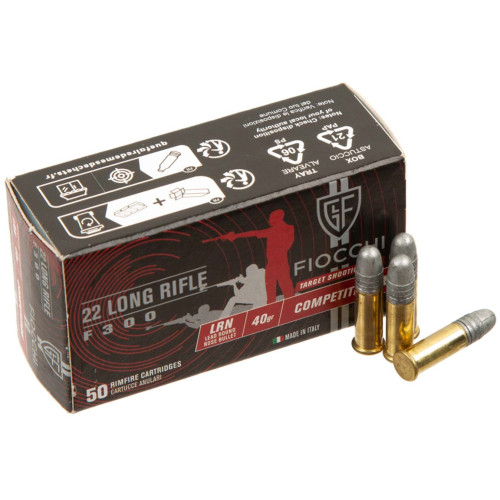 Патрон Fiocchi F300 кал. 22LR куля LRN, маса 2,59 г/40G гран фото