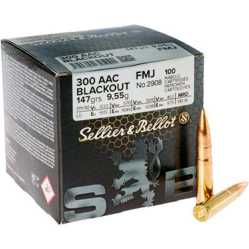 Патрон Sellier & Bellot кал. 300 Whisper/Blackout куля FMJ, маса 9.55 гр/147 гран (уп. 50 шт) фото